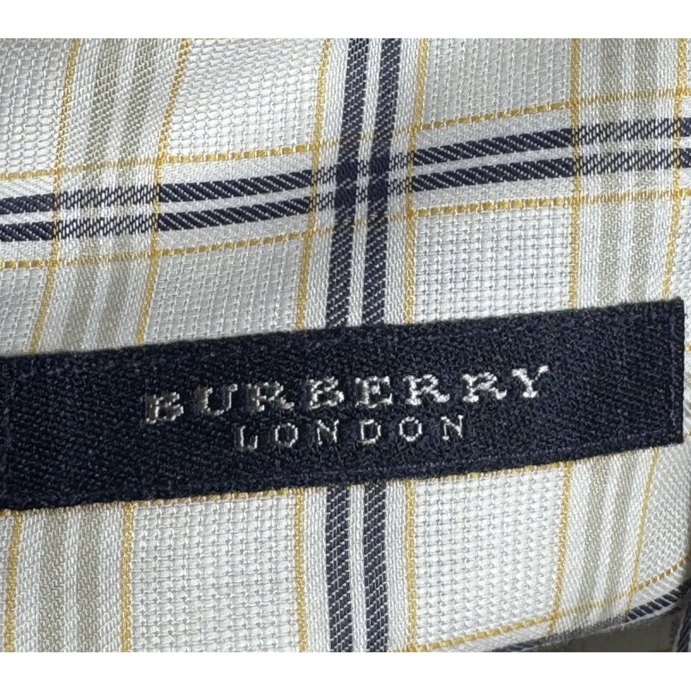 Vintage Burberry London Shirt Men Medium Nova Check Beige Black Plaid Button Up - Picture 5 of 10